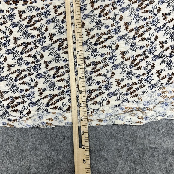 Free People Blouse Womens S Beige Floral Scoop Neck Tunic Top Boho Peasant - Picture 8 of 14